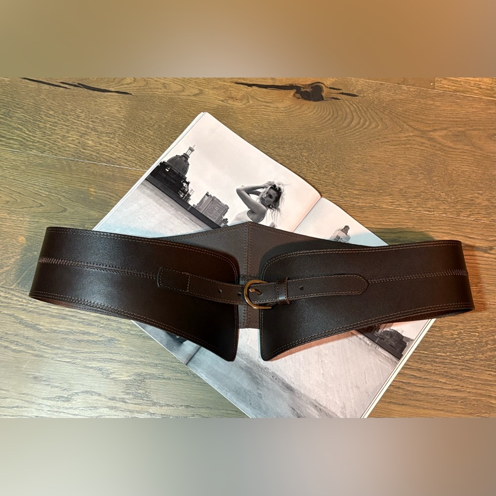 Banana Republic Womens Dark Brown Wide Leather Waist Belt XXL - Picture 3 of 16